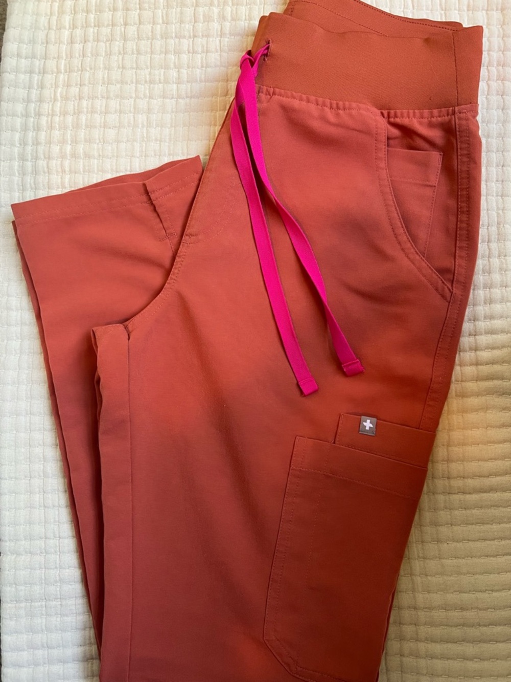 Figs High Waisted Yola Skinny Scrub Pants 2.0 Sunset Orange Size Small